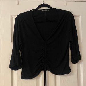 Nasty Gal Black Trumpet half sleeve shirt